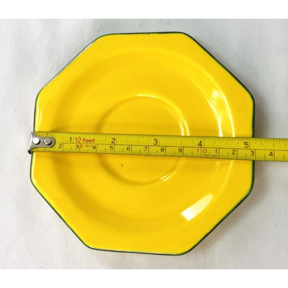 Vtg Les Grottes Dieulefit France Caves Yellowware Espresso Cups Saucers - 3 sets - Picture 12 of 13